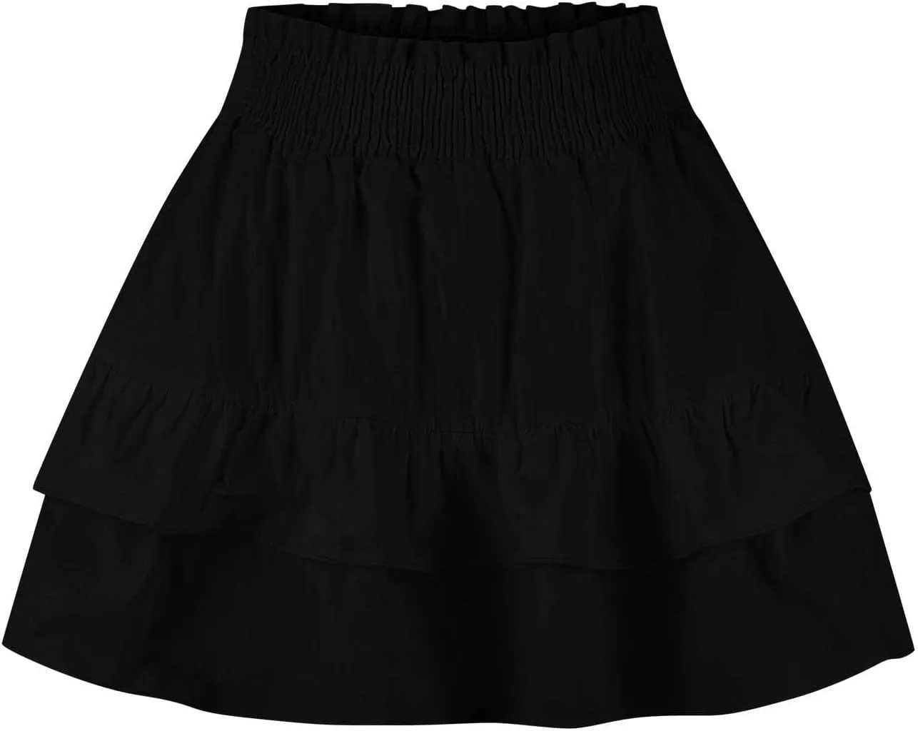 Summer Skirts for Women Pleated Elastic Waist Layered Ruffle Mini Skirt Casual Lightweight Active Skirts