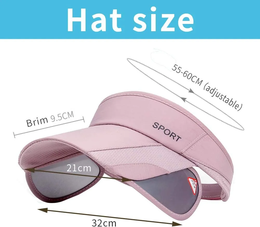Summer Sun Visor Hat - Women Adjustable Golf Cap with Retractable Brim, UV Protection Beach/Tennis Sport Hat