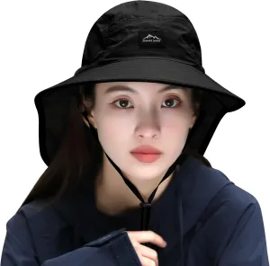 Sun Hats for Women Men Packable, Wide Brim Womens Sun Hat UPF 50 , Summer Hiking Fishing Travel Men Beach Hats with Neck Flap