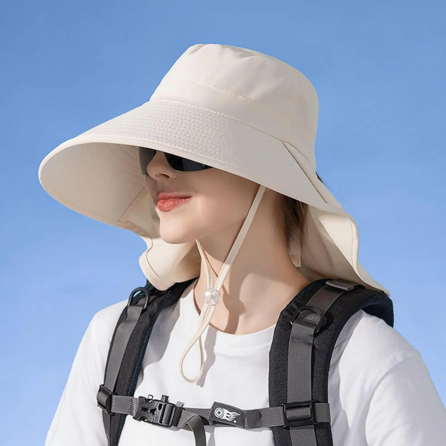 Sun Hats for Womens Mens with Ponytail Hole Wide Brim Summer Outdoor UPF 50  Foldable Beach Travel Fishing Bucket Hat
