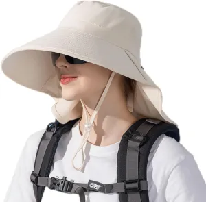 Sun Hats for Womens Mens with Ponytail Hole Wide Brim Summer Outdoor UPF 50  Foldable Beach Travel Fishing Bucket Hat