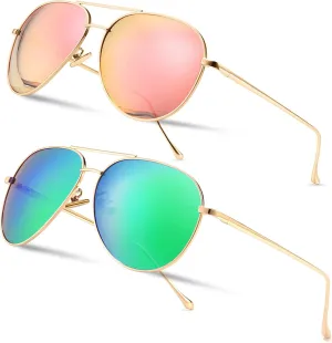 SUNGAIT Women's Lightweight Oversized Aviator Sunglasses - Mirrored Polarized Lens
