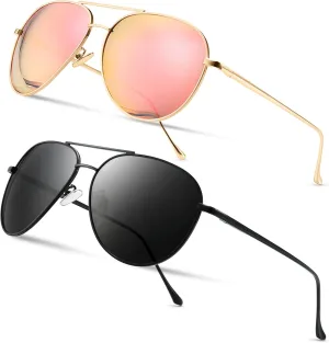SUNGAIT Women's Lightweight Oversized Aviator Sunglasses - Mirrored Polarized Lens