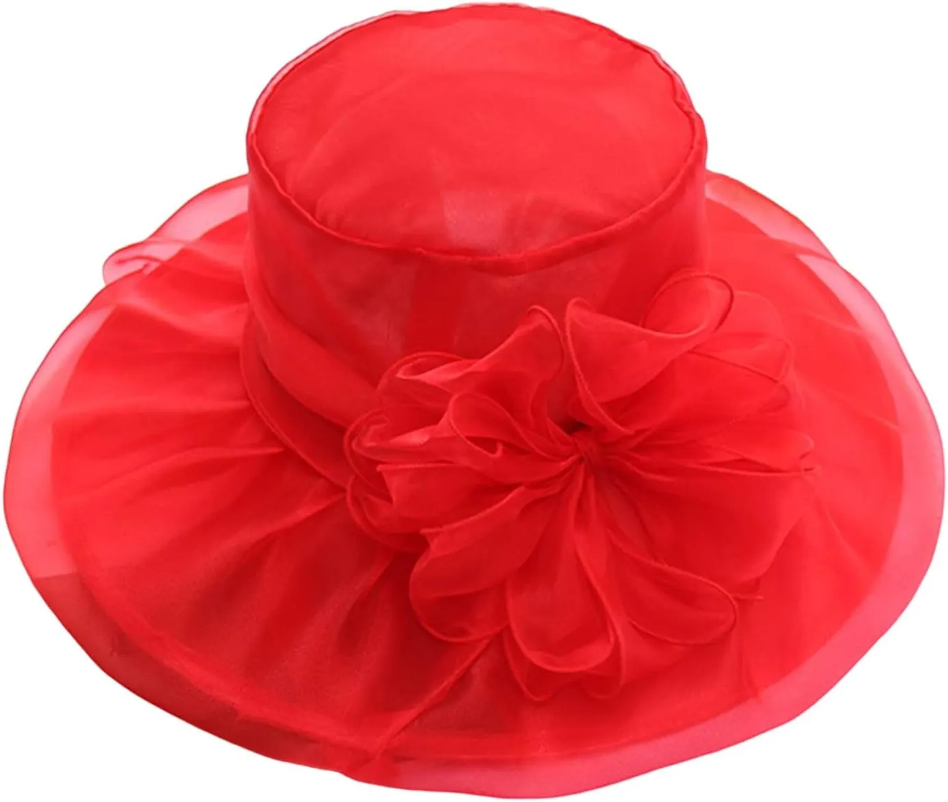 Tea Hats for Women Derby Fascinators Church Garden Party Easter Outfits Wide Brim Organza Leaf Flower Summer Hat