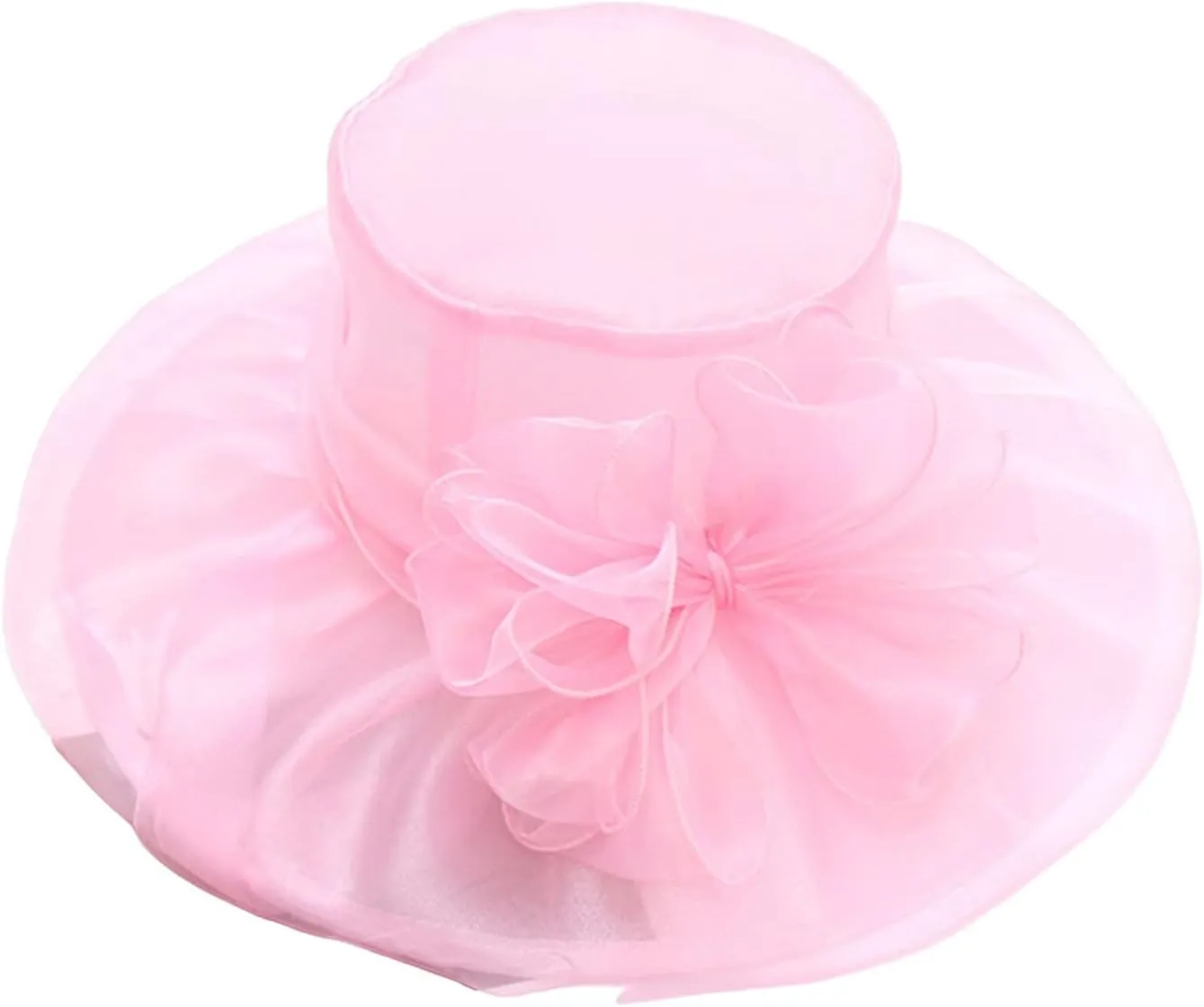 Tea Hats for Women Derby Fascinators Church Garden Party Easter Outfits Wide Brim Organza Leaf Flower Summer Hat