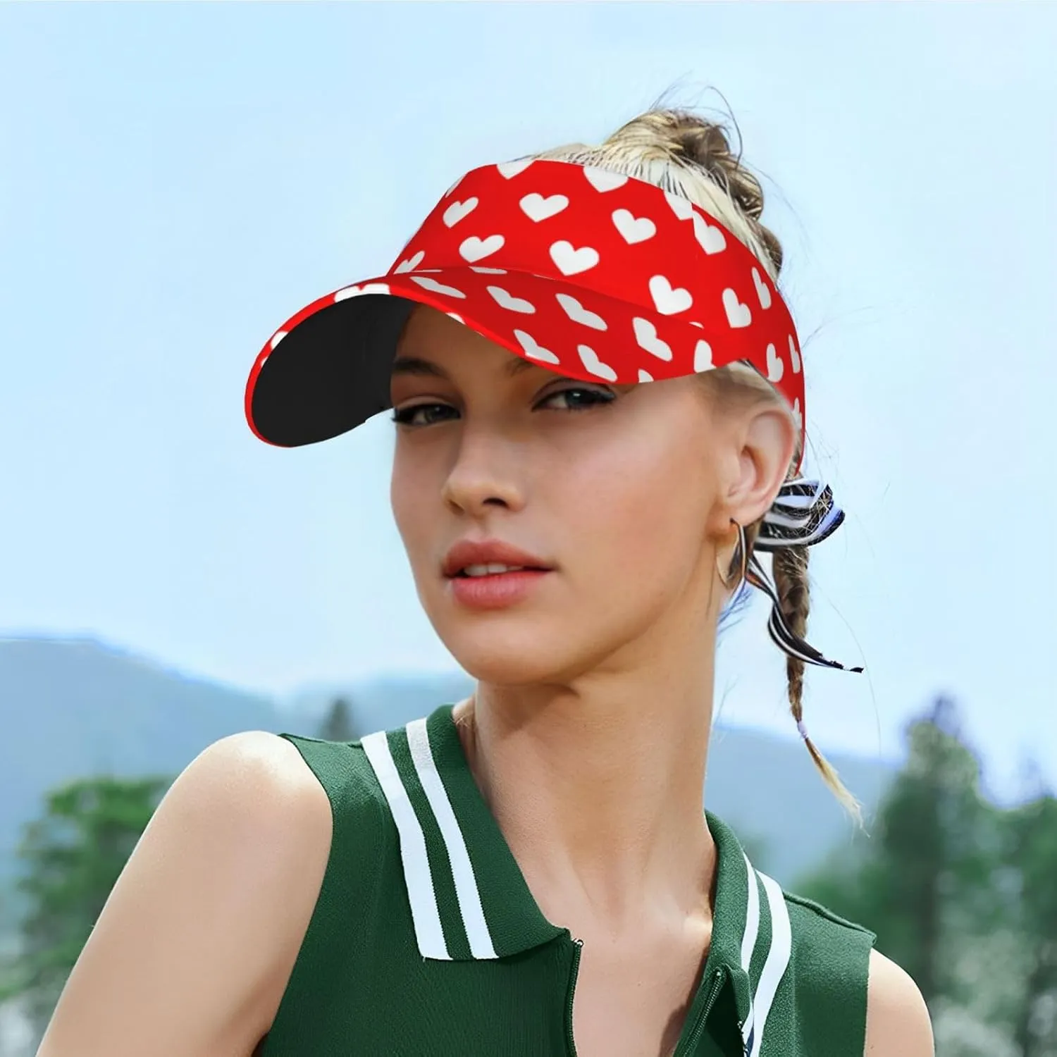 Valentines Hearts Hats for Men Women Valentine's Day Sport Sun Visor Hats Adjustable Hat Golf, Running Outdoor Hats