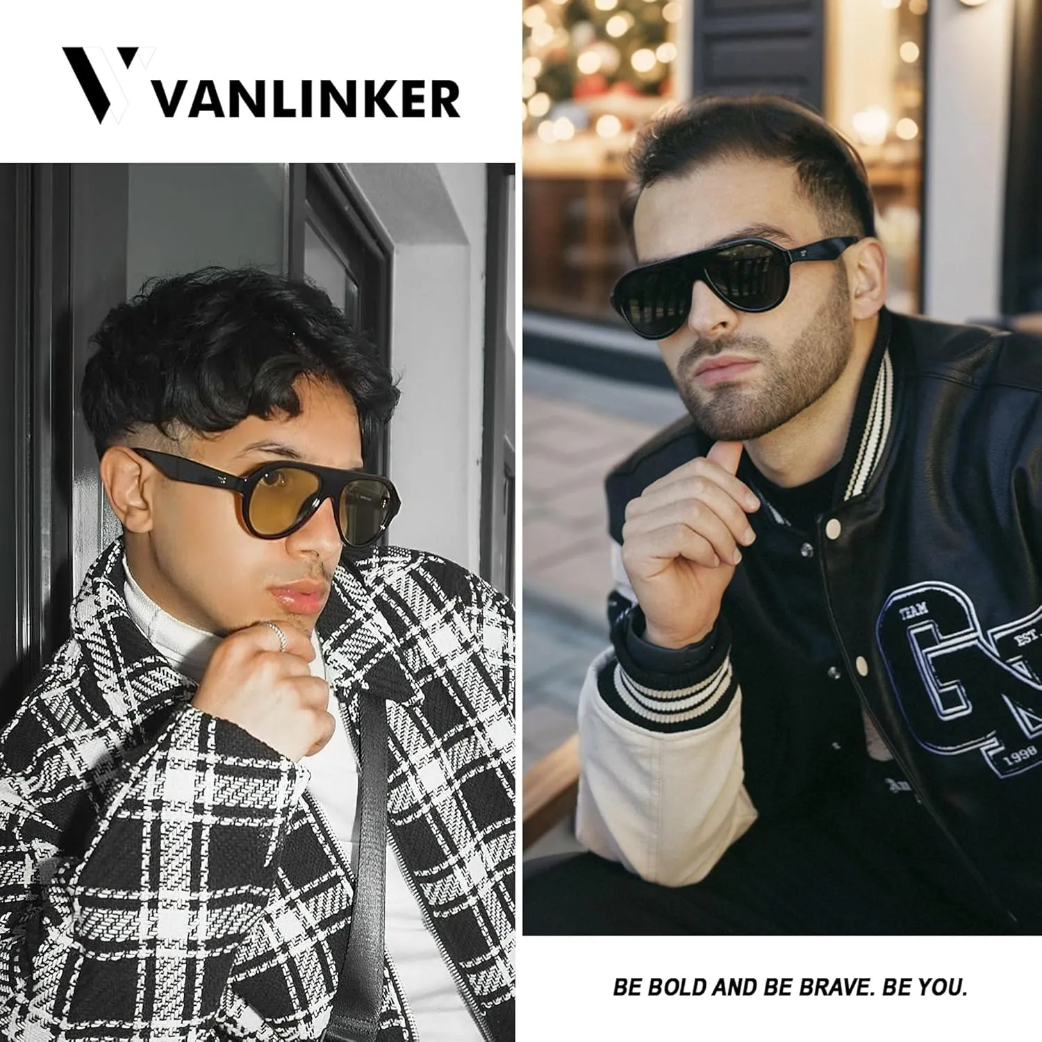 VANLINKER Retro Aviator Polarized Sunglasses for Men Women Trendy 70s Vintage Plastic Frame Sun Glasses VL9750