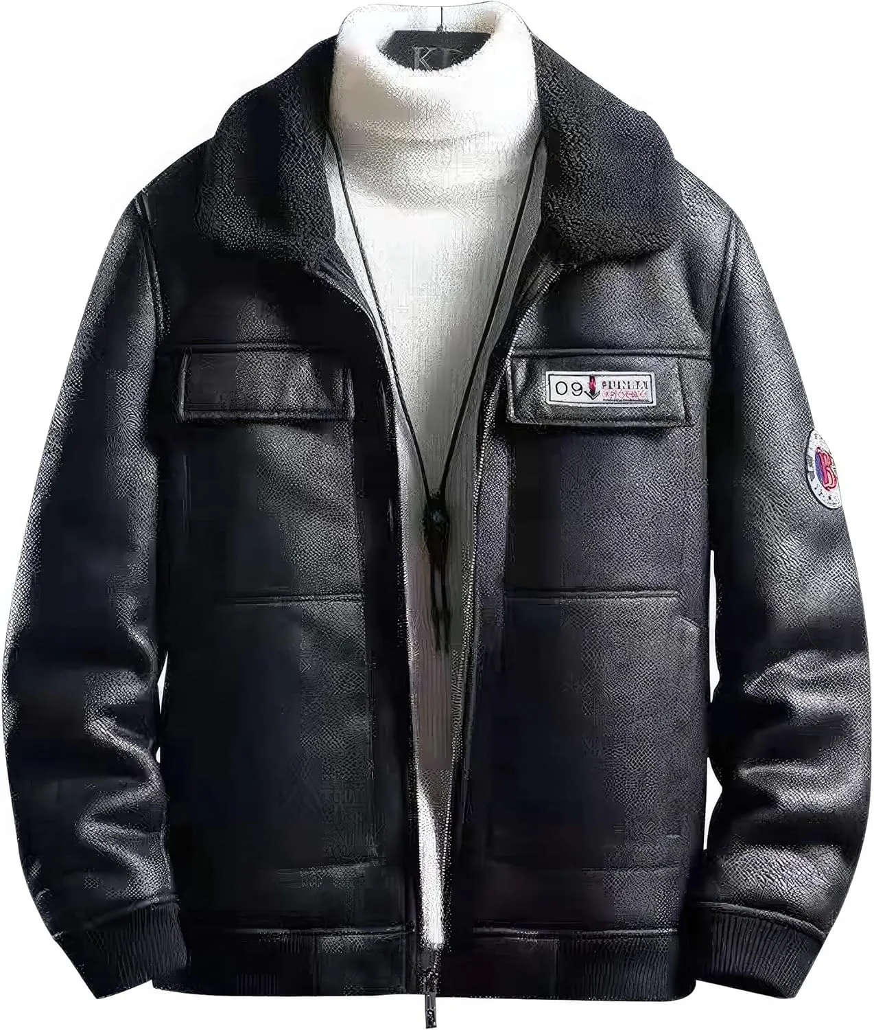 Vintage Distressed Bomber Genuine Sherpa Shearling Sheep Skin Leather Jacket Men -Faux Fur Lined Air Force G1 Military Jacket