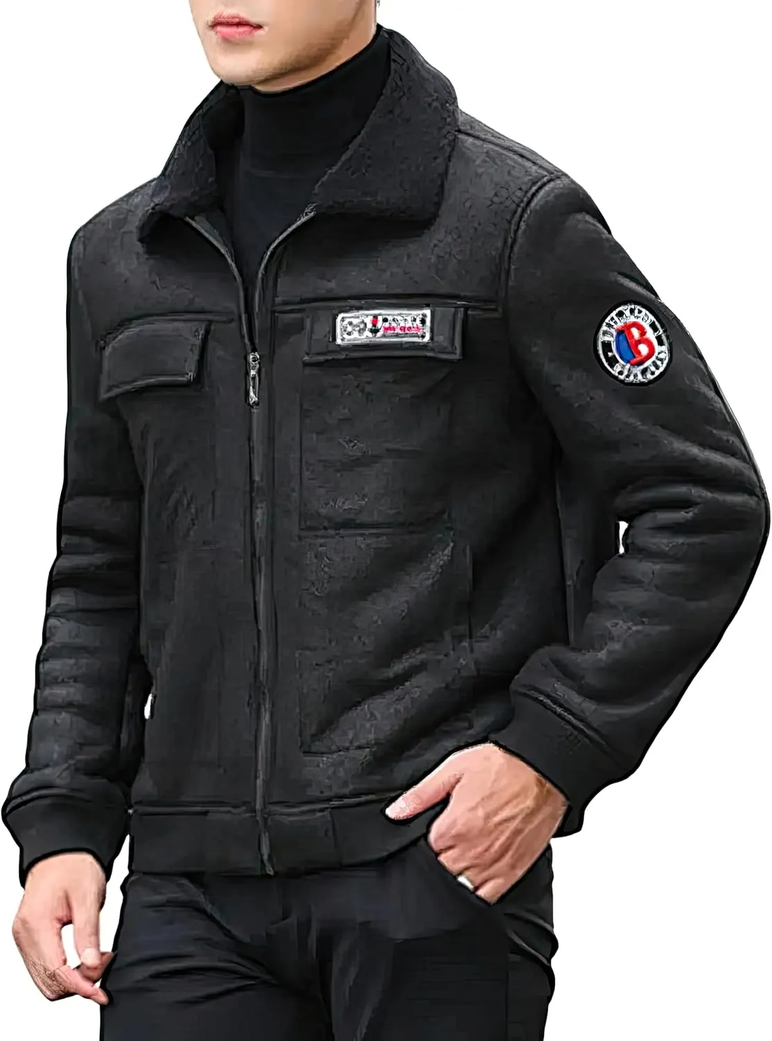 Vintage Distressed Bomber Genuine Sherpa Shearling Sheep Skin Leather Jacket Men -Faux Fur Lined Air Force G1 Military Jacket