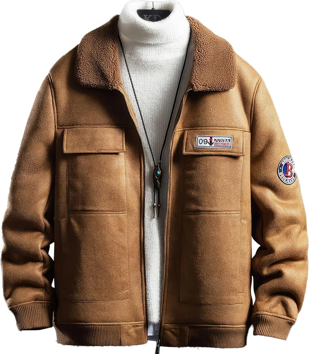 Vintage Distressed Bomber Genuine Sherpa Shearling Sheep Skin Leather Jacket Men -Faux Fur Lined Air Force G1 Military Jacket