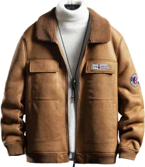 Vintage Distressed Bomber Genuine Sherpa Shearling Sheep Skin Leather Jacket Men -Faux Fur Lined Air Force G1 Military Jacket