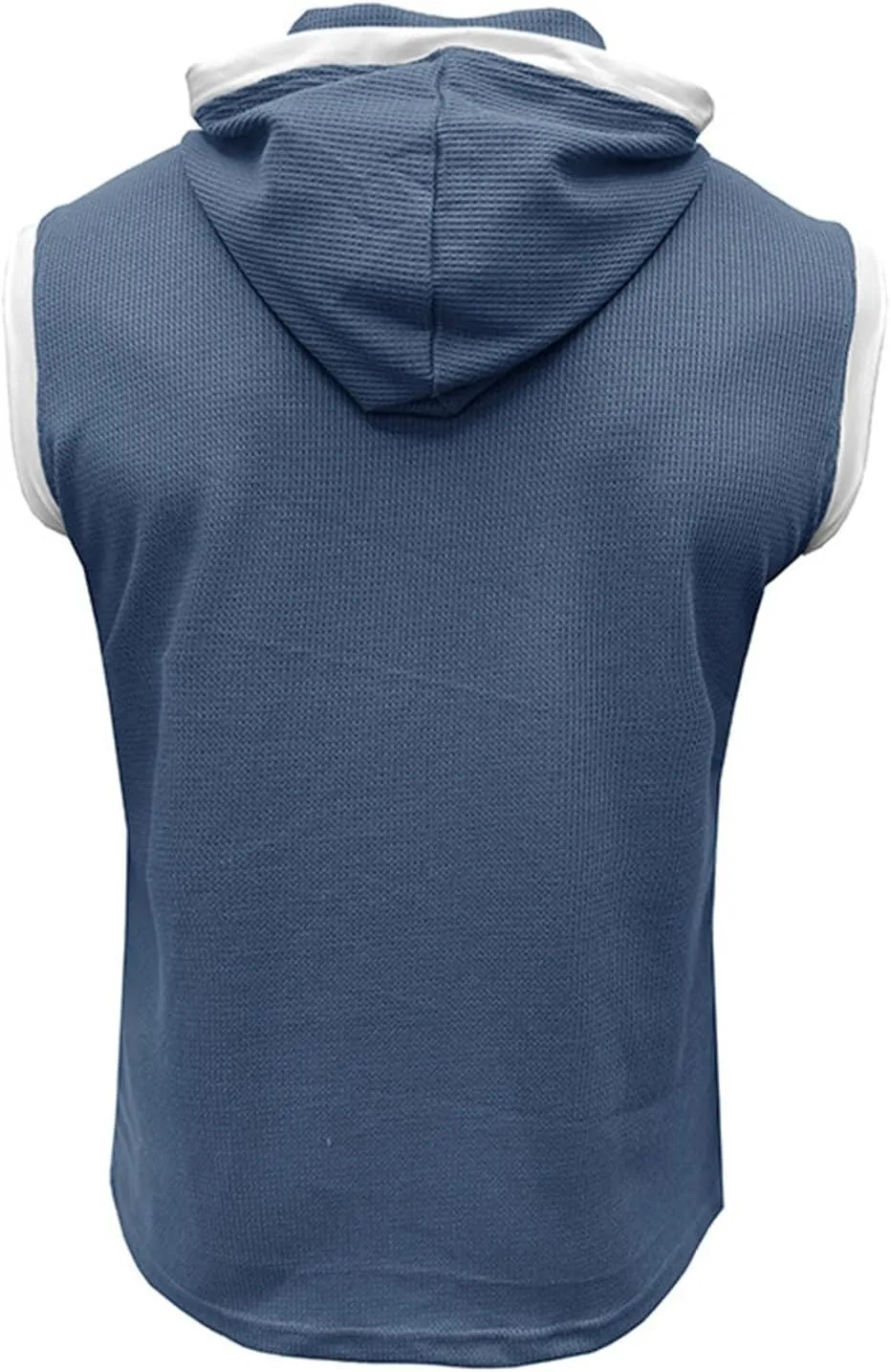 Waffle Tank Top for Men Hooded Shirts Gym Workout Bodybuilding Sleeveless Muscle T Shirts Block Color Vest Hoodies
