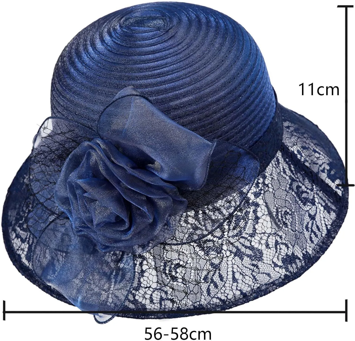 Women Kentucky Organza Derby Hat Wide Brim Summer Sun Hat for Bridal Wedding Church Tea Party Dressy Hats Sunday Hat