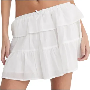 Women Layered Ruffle Mini Skirts Summer Y2k Low Waist Asymmetrical Beach Skirt Casual Flowy Going Out Skirts