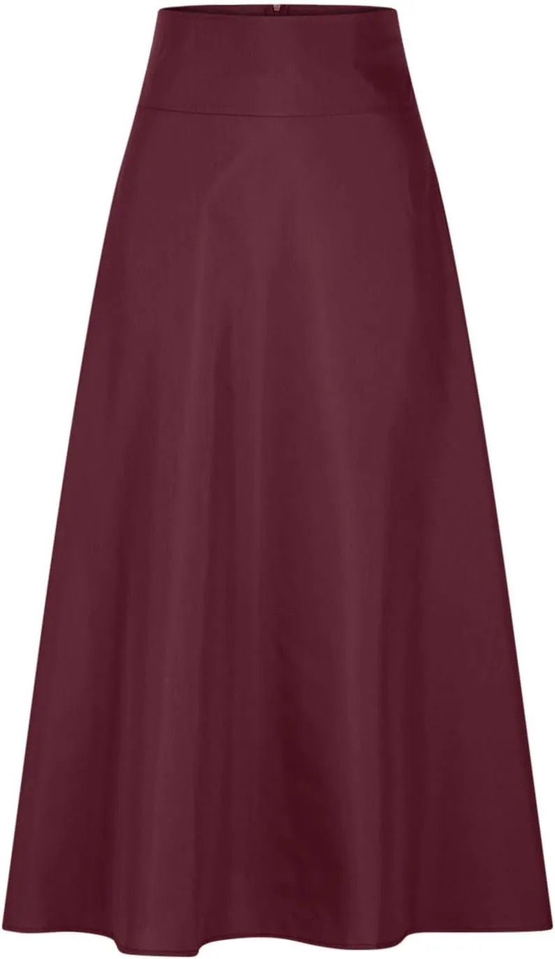Women Maxi Skirts with Pockets A Line Summer Skirts Flowy Pleated Skirts High Waist Casual Skirts Long Business Skirt