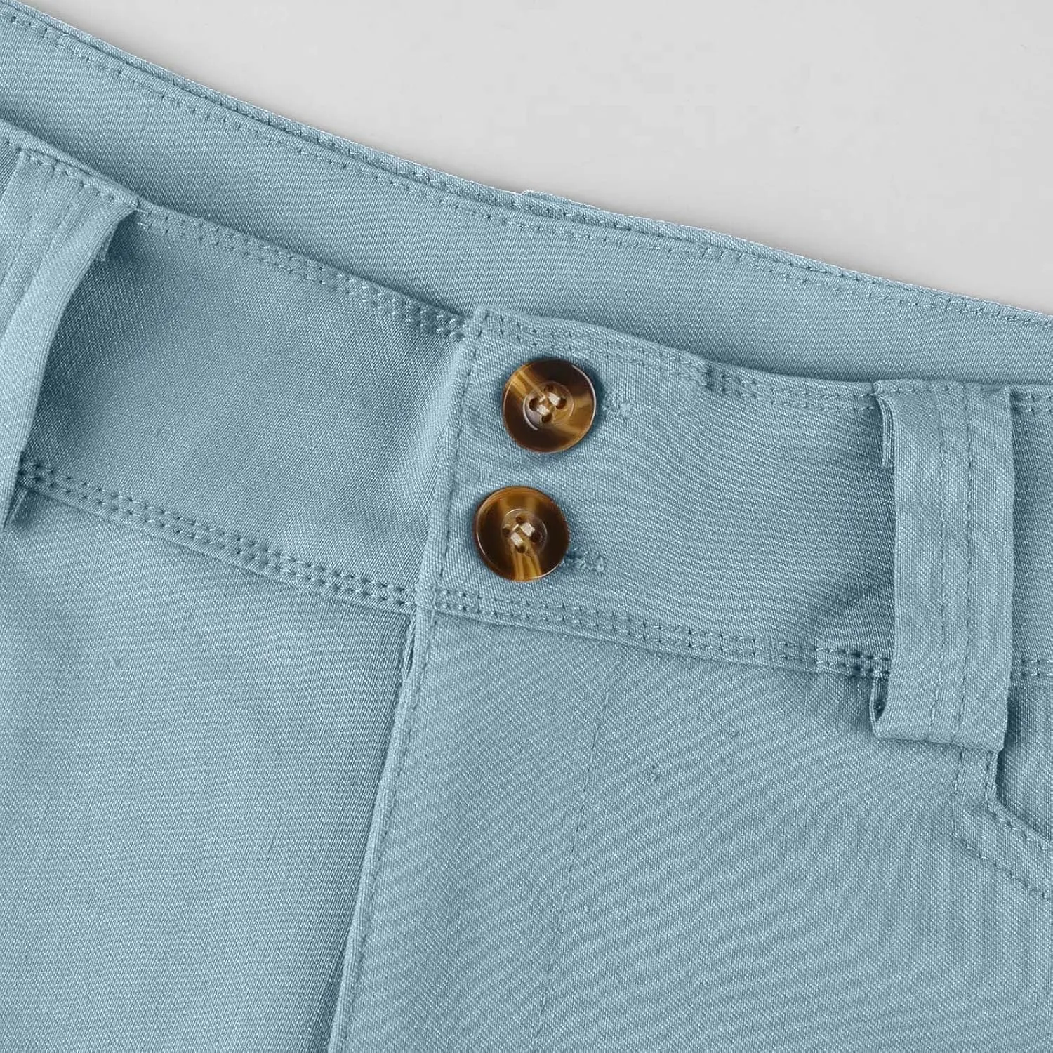 Women Stretch Twill Shorts Casual High Waisted Summer Shorts Folded Hem Chino Shorts Bermuda Shorts with Pockets