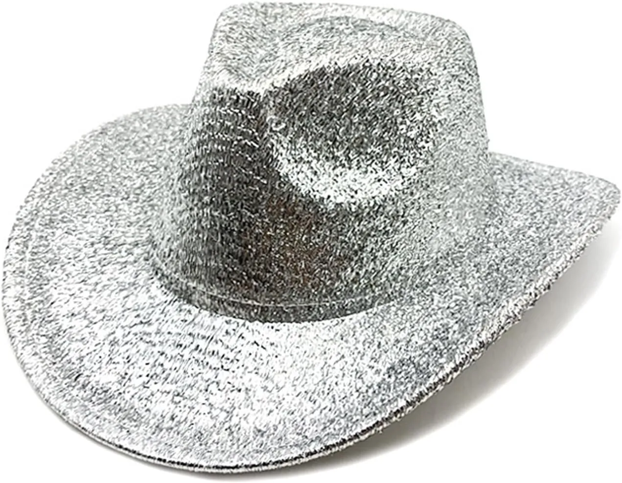 Women's and Men Sequin Cowboy Hat Sparkly Roll Up Wide Brim Cowboy Hat Dress Up for Party Costume Wedding Music Club