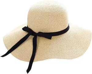 Womens Beach Sun Straw Hat 2025 Summer UV Hat Wide Brim Lightweight Travel Hats Cocktail Tea Party Hat