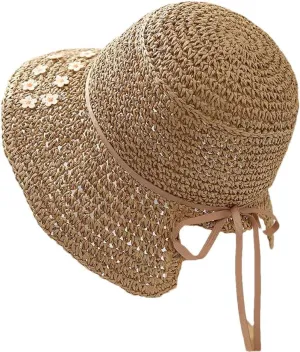 Women's Casual Paper Hat Sun Protection Foldable Rope Bow Fisherman Beach Sunshade Straw Hat