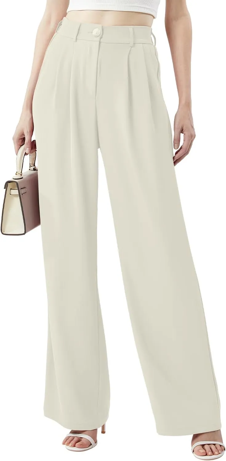 Women's Casual Wide Leg Pants Long Straight Suit Pants High Waisted Business Work Outfits Trendy Trousers for Women