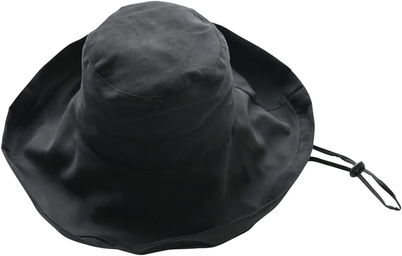 Women's Cotton Wide Brim Sun Hats Vintage Cloche Bucket Hats Rollable Fisherman Sun Cap Beach Travel Accessories
