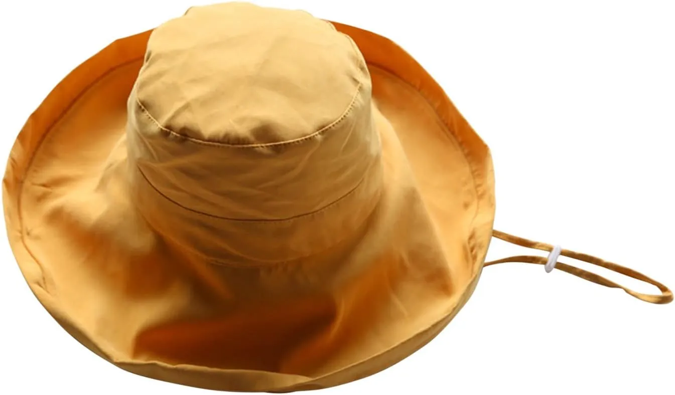 Women's Cotton Wide Brim Sun Hats Vintage Cloche Bucket Hats Rollable Fisherman Sun Cap Beach Travel Accessories