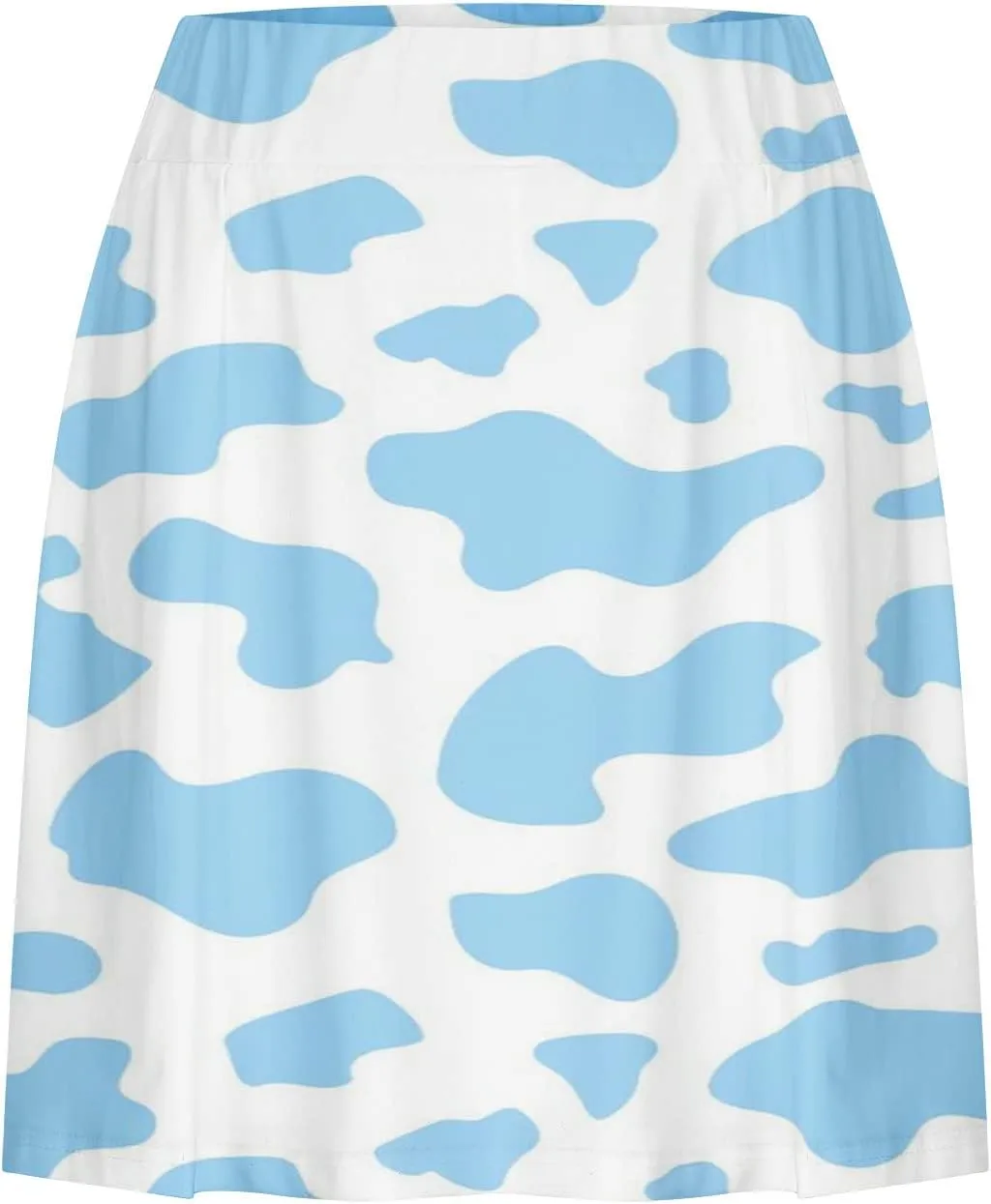 Women's Cow Printed Layered Ruffle Mini Skirts with Shorts High Waisted Tennis Skirts Soft Yoga Shorts