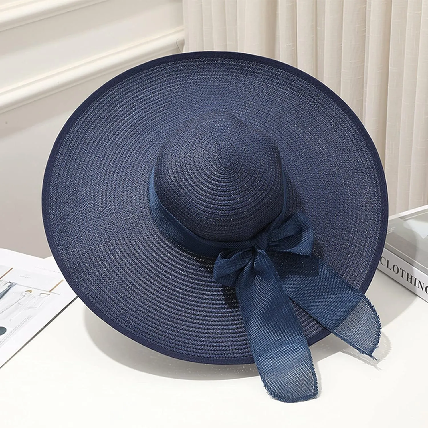 Womens Derby Hats Wide Brim Bowknot Church Tea Party Easter Bonnets Fascinator Ladies Fashion Summer Beach Cap
