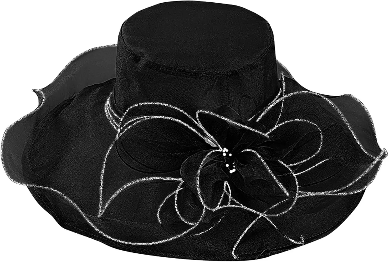 Womens 𝐊entucky Church 𝐃erby Hats Headband Organza Fascinator Church Cap Floral Tea Party Wedding Wide Brim Hat