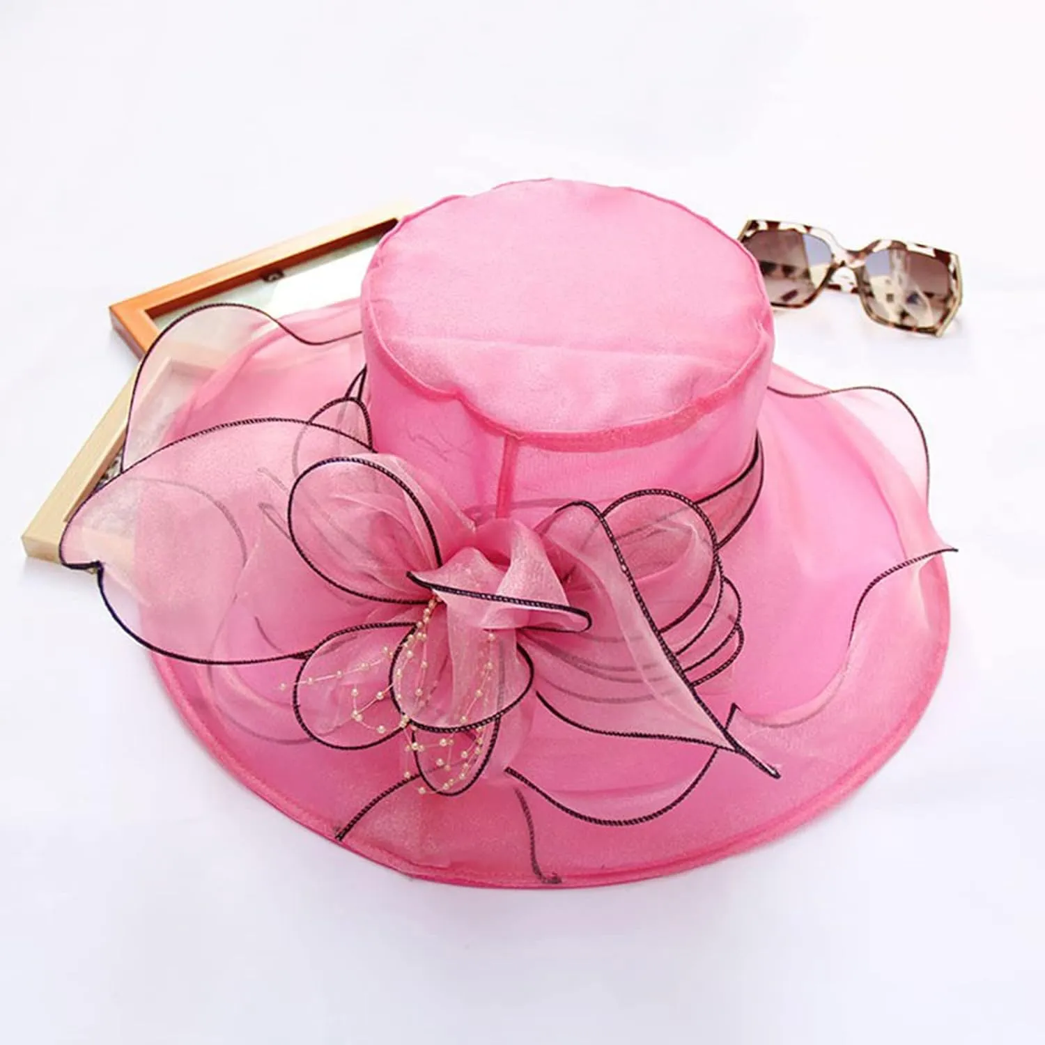 Womens Kentucky Church Derby Hats Fascinators Womens Summer Tea Party Hats Wide Brim Organza Church Hats Sun Hats