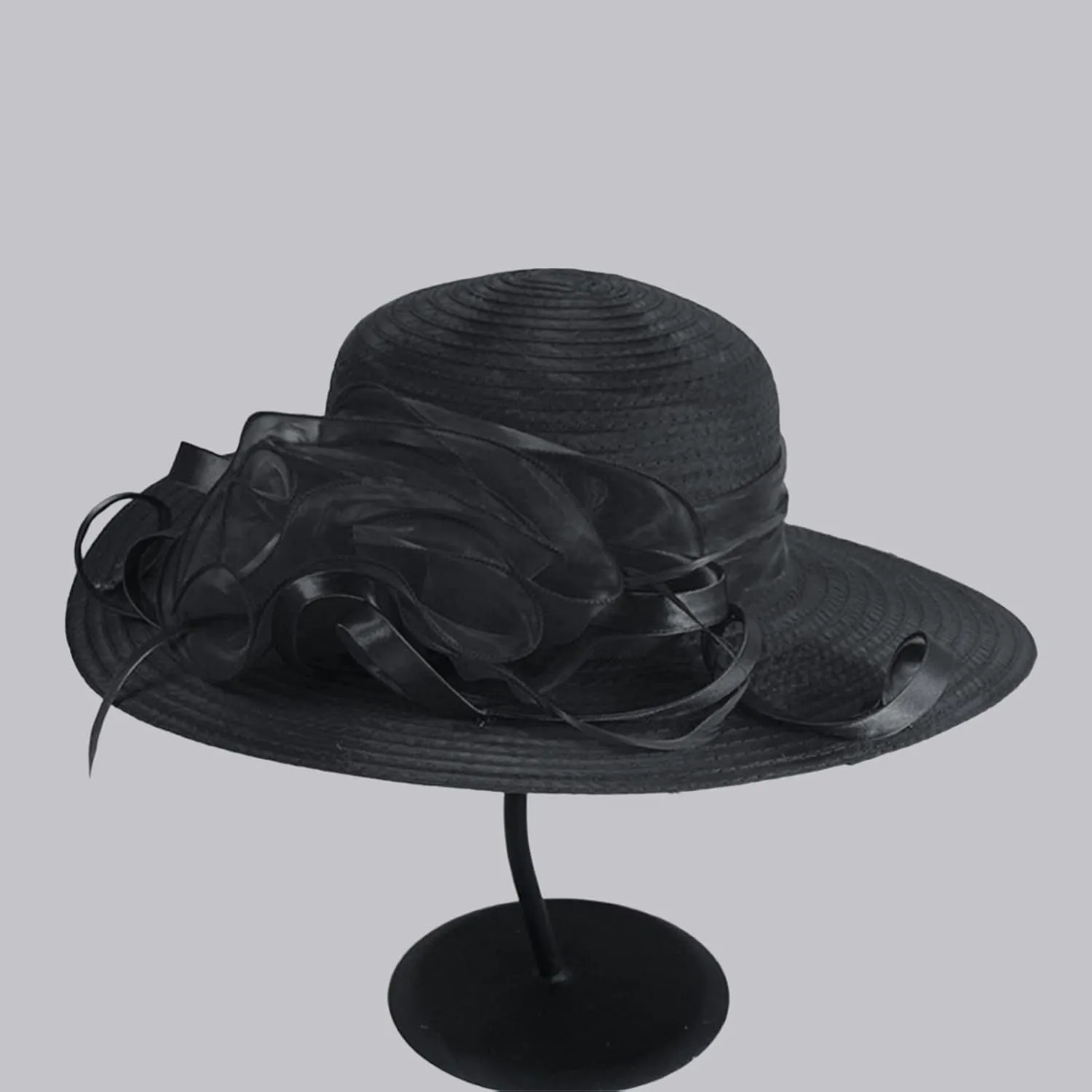 Women's Kentucky Hat Dress Hat Wide Brim Leaf Flower Bridal Beach Shower Hat Church Tea Wedding Fascinator Hat