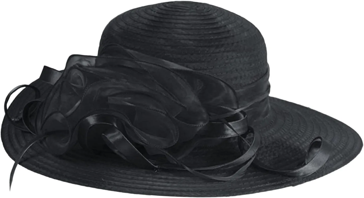 Women's Kentucky Hat Dress Hat Wide Brim Leaf Flower Bridal Beach Shower Hat Church Tea Wedding Fascinator Hat