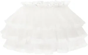 Womens Layered Ruffle Mini Skirt Y2k Pleated Lace Lingerie Skirt Mesh Tulle Elastic Frilly Fairy Princess Lolita Skirt