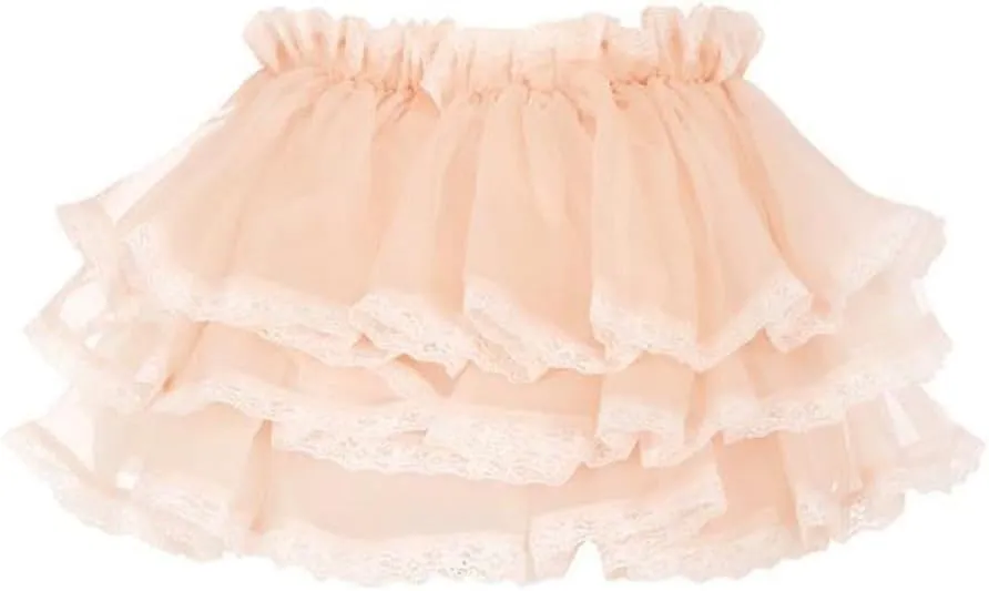 Womens Layered Ruffle Mini Skirt Y2k Pleated Lace Lingerie Skirt Mesh Tulle Elastic Frilly Fairy Princess Lolita Skirt
