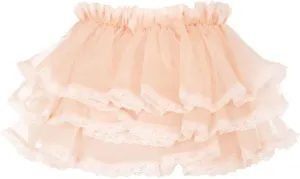 Womens Layered Ruffle Mini Skirt Y2k Pleated Lace Lingerie Skirt Mesh Tulle Elastic Frilly Fairy Princess Lolita Skirt