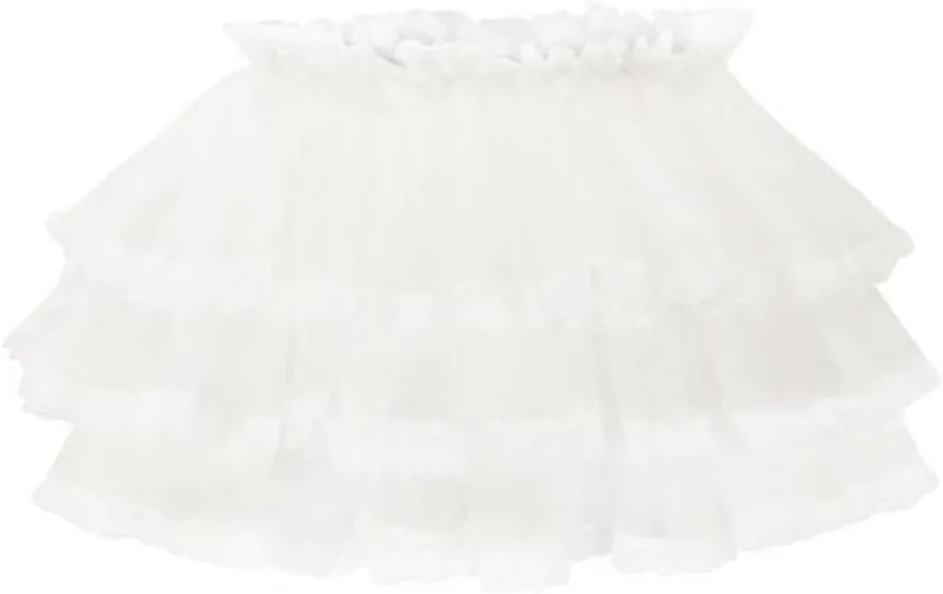 Womens Layered Ruffle Mini Skirt Y2k Pleated Lace Lingerie Skirt Mesh Tulle Elastic Frilly Fairy Princess Lolita Skirt