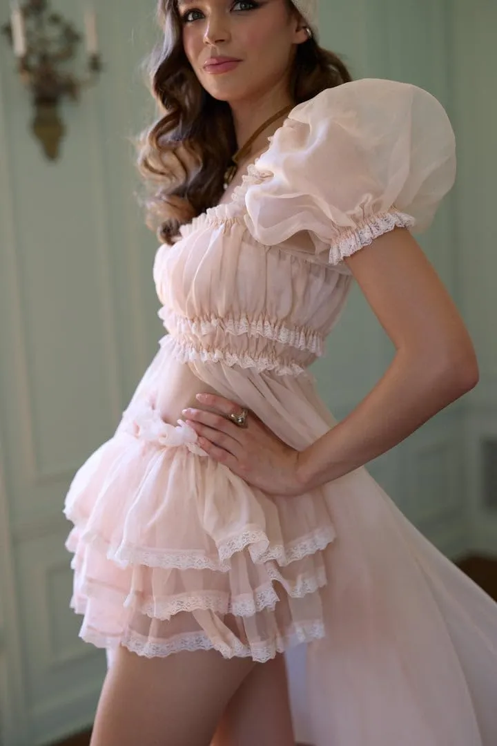 Womens Layered Ruffle Mini Skirt Y2k Pleated Lace Lingerie Skirt Mesh Tulle Elastic Frilly Fairy Princess Lolita Skirt