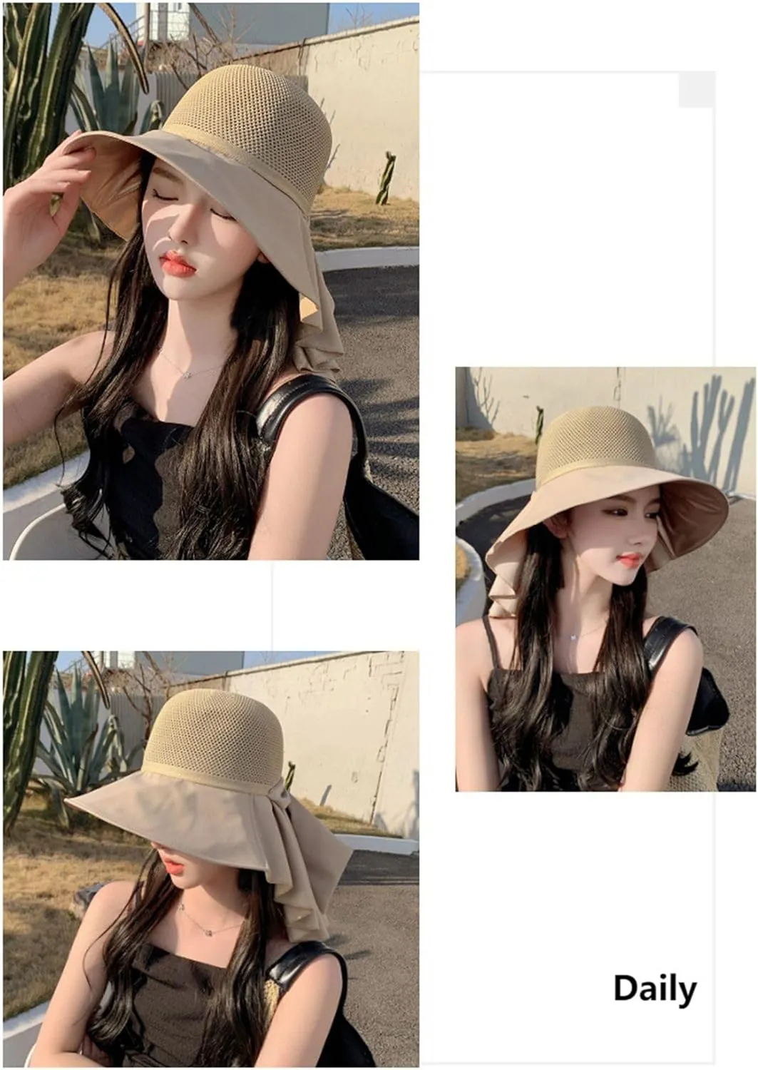 Womens Mesh Breathable Sun Hats UPF50 with Wide Brim Neck Flap Shawl Summer Foldable Beach Travel Fishing Cooling Hat