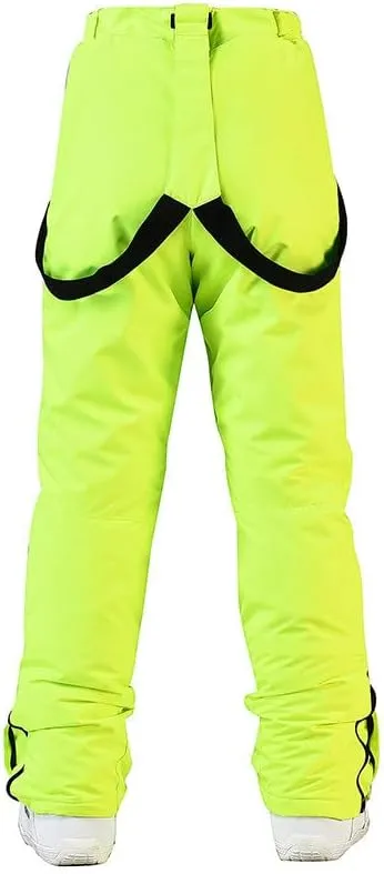 Womens Outdoor Snow Pants Detachable Ski Bib Windproof Pant Thick Thermal Hiking Snowboard Trousers with Pockets