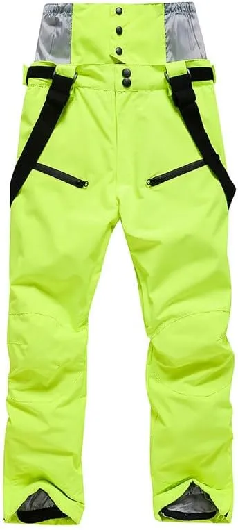 Womens Outdoor Snow Pants Detachable Ski Bib Windproof Pant Thick Thermal Hiking Snowboard Trousers with Pockets
