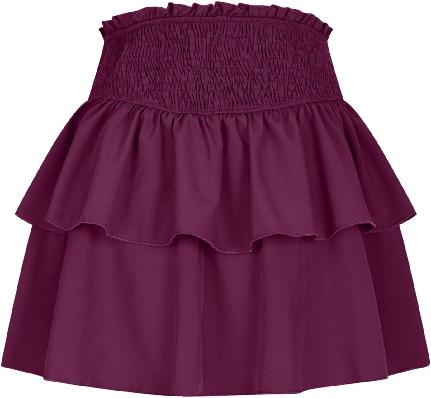 Women's Pleated Skirts High Waisted Layered Ruffle Curvy Hem Tiered Skirt Solid Color Sports Running Skirts