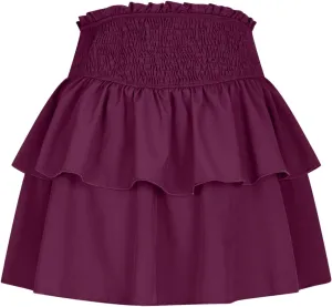 Women's Pleated Skirts High Waisted Layered Ruffle Curvy Hem Tiered Skirt Solid Color Sports Running Skirts