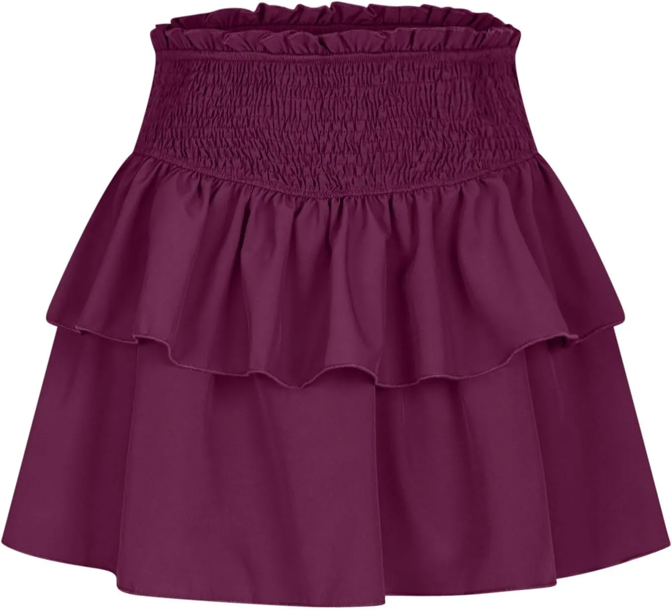 Women's Pleated Skirts High Waisted Layered Ruffle Curvy Hem Tiered Skirt Solid Color Sports Running Skirts