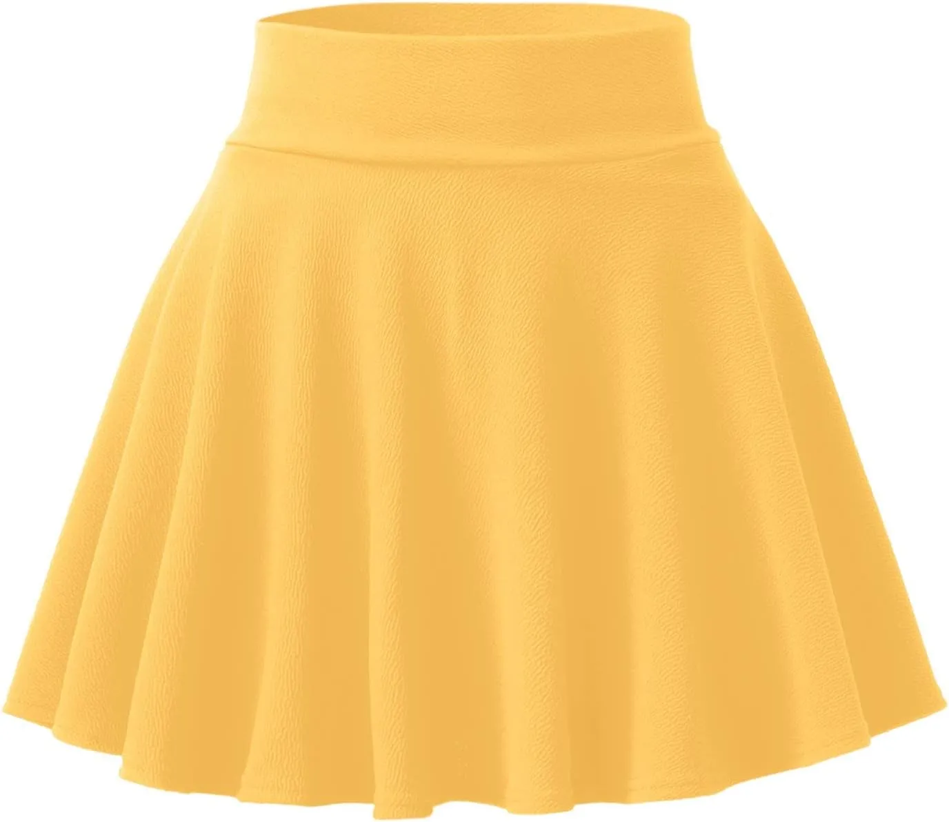 Women's Pleated Tennis Skirts Layered Ruffle Mini Skirts with Shorts for Running Workout A-line Skater (Yellow, XXXL)