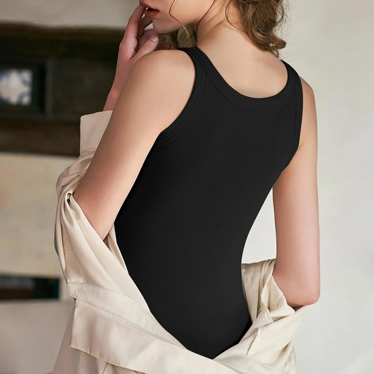 Women's Seamless Built in Bra Tank Tops for Yoga Gym Running Lightweight Moisture Wicking Summer Activewear