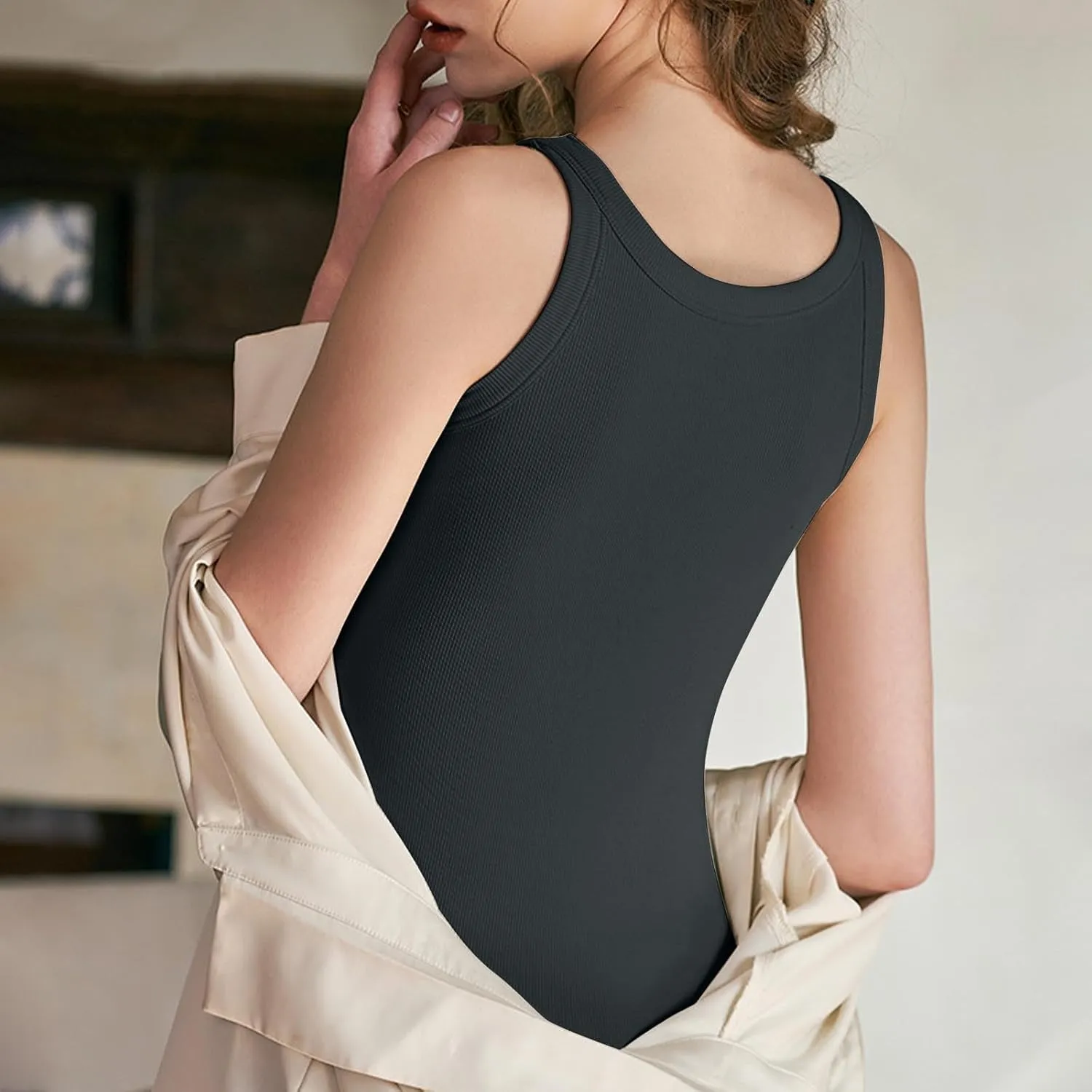 Women's Seamless Built in Bra Tank Tops for Yoga Gym Running Lightweight Moisture Wicking Summer Activewear