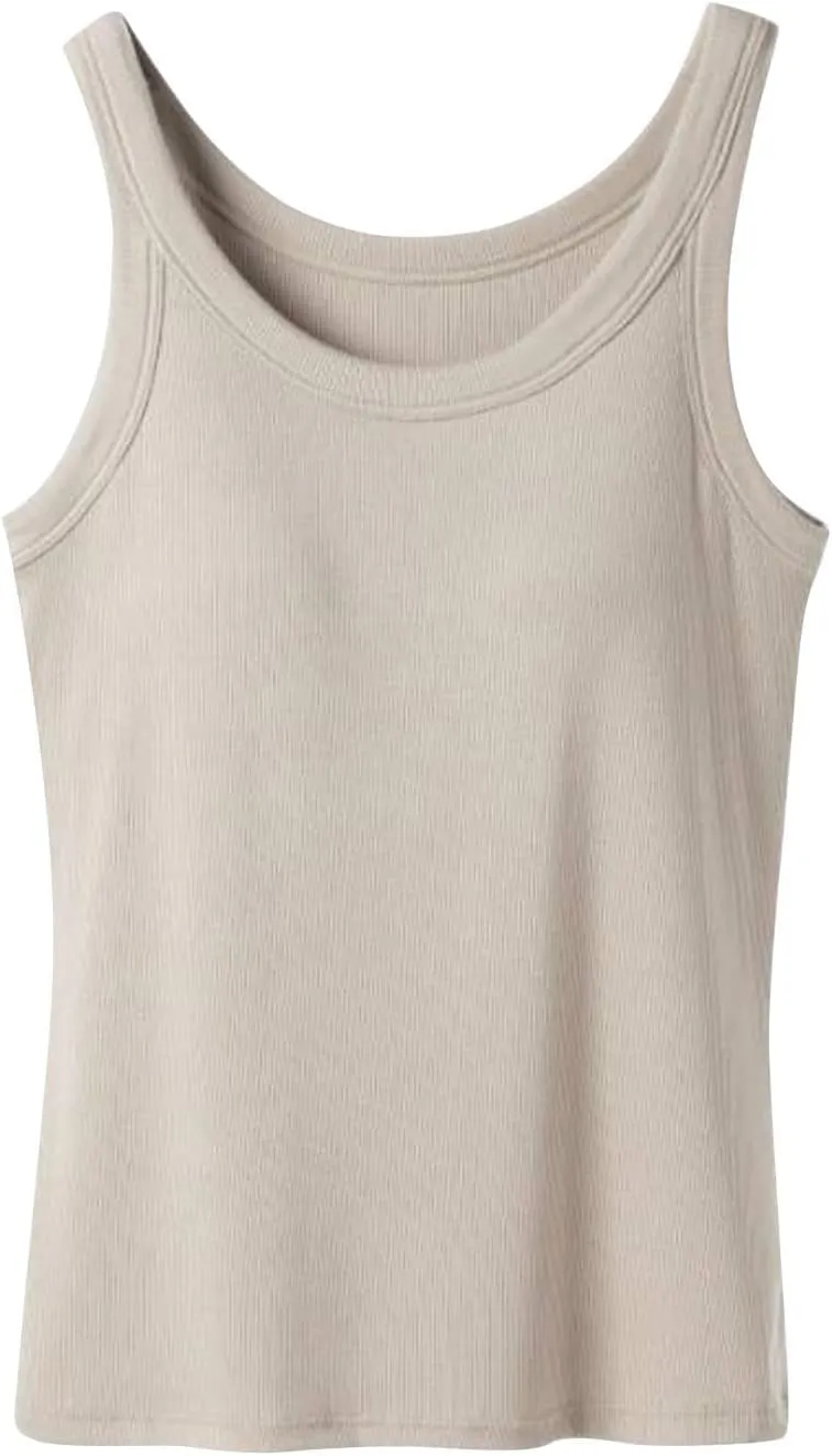 Women's Seamless Built in Bra Tank Tops for Yoga Gym Running Lightweight Moisture Wicking Summer Activewear