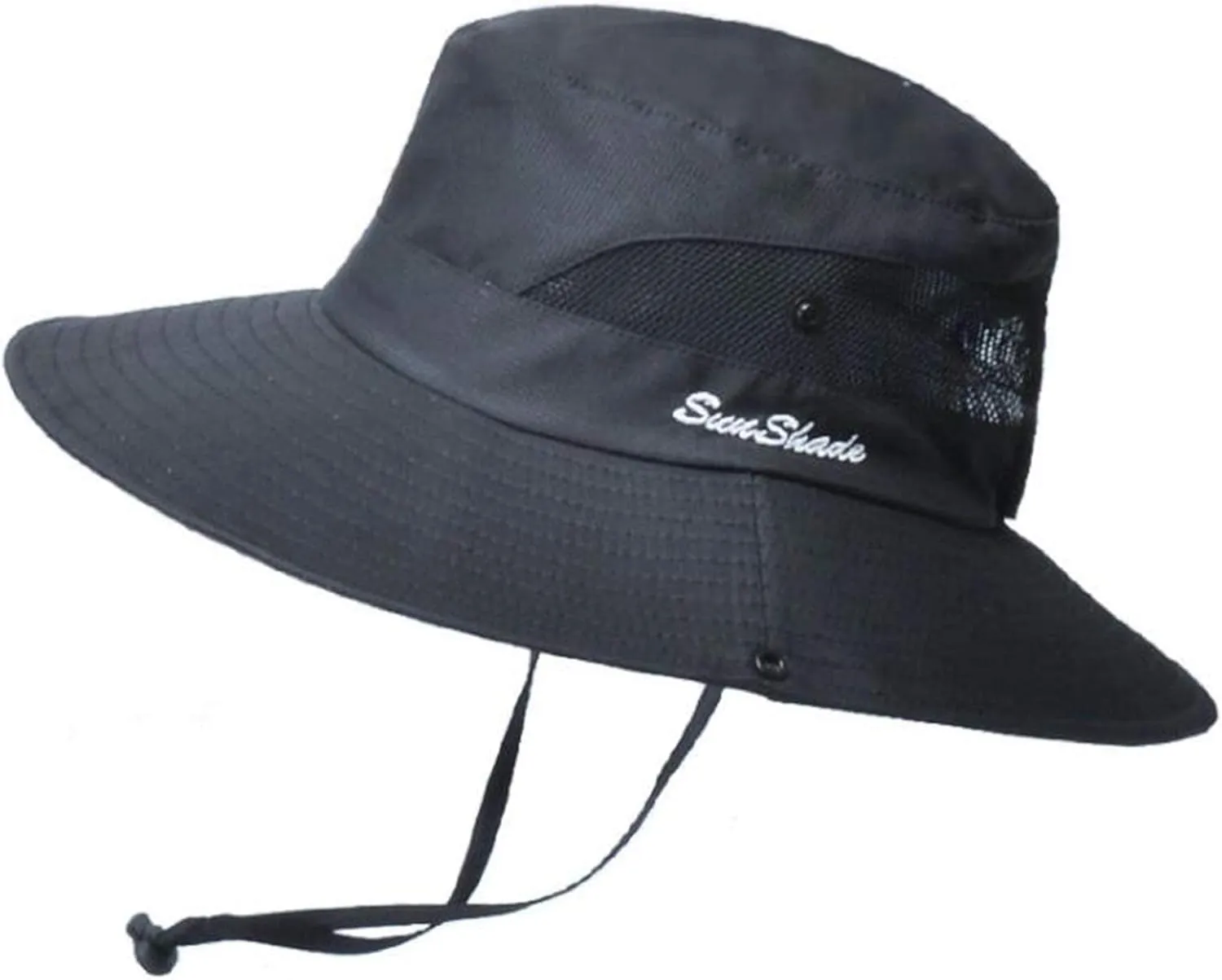 Womens Summer Quick-Dry-Sun-Hat Outdoor - Mesh Wide Brim UV-Protection Beach Fishing Hat with Ponytail Hole Foldable