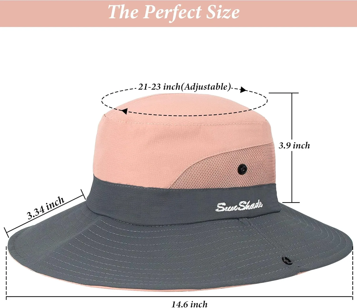 Womens Summer Quick-Dry-Sun-Hat Outdoor - Mesh Wide Brim UV-Protection Beach Fishing Hat with Ponytail Hole Foldable