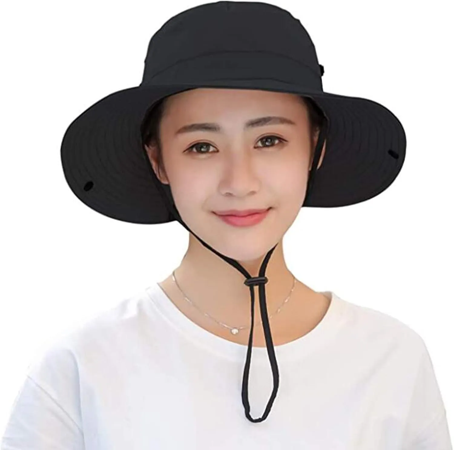 Womens Summer Quick-Dry-Sun-Hat Outdoor - Mesh Wide Brim UV-Protection Beach Fishing Hat with Ponytail Hole Foldable